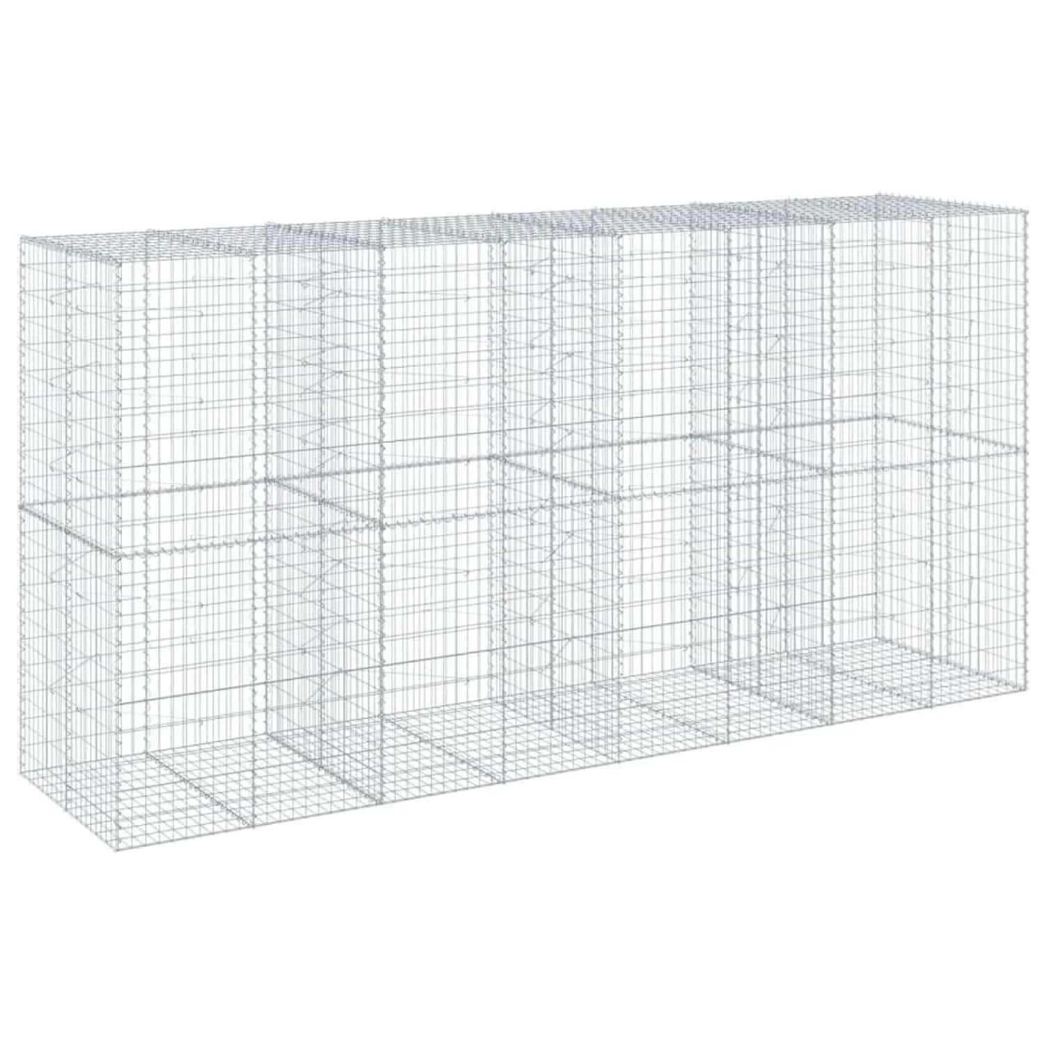 vidaXL Gabione mit Deckel 400x100x200 cm Verzinktes Eisen 3295231
