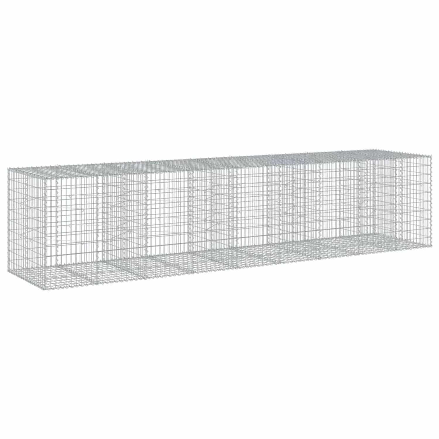 vidaXL Gabione mit Deckel 450x100x100 cm Verzinktes Eisen 3295197