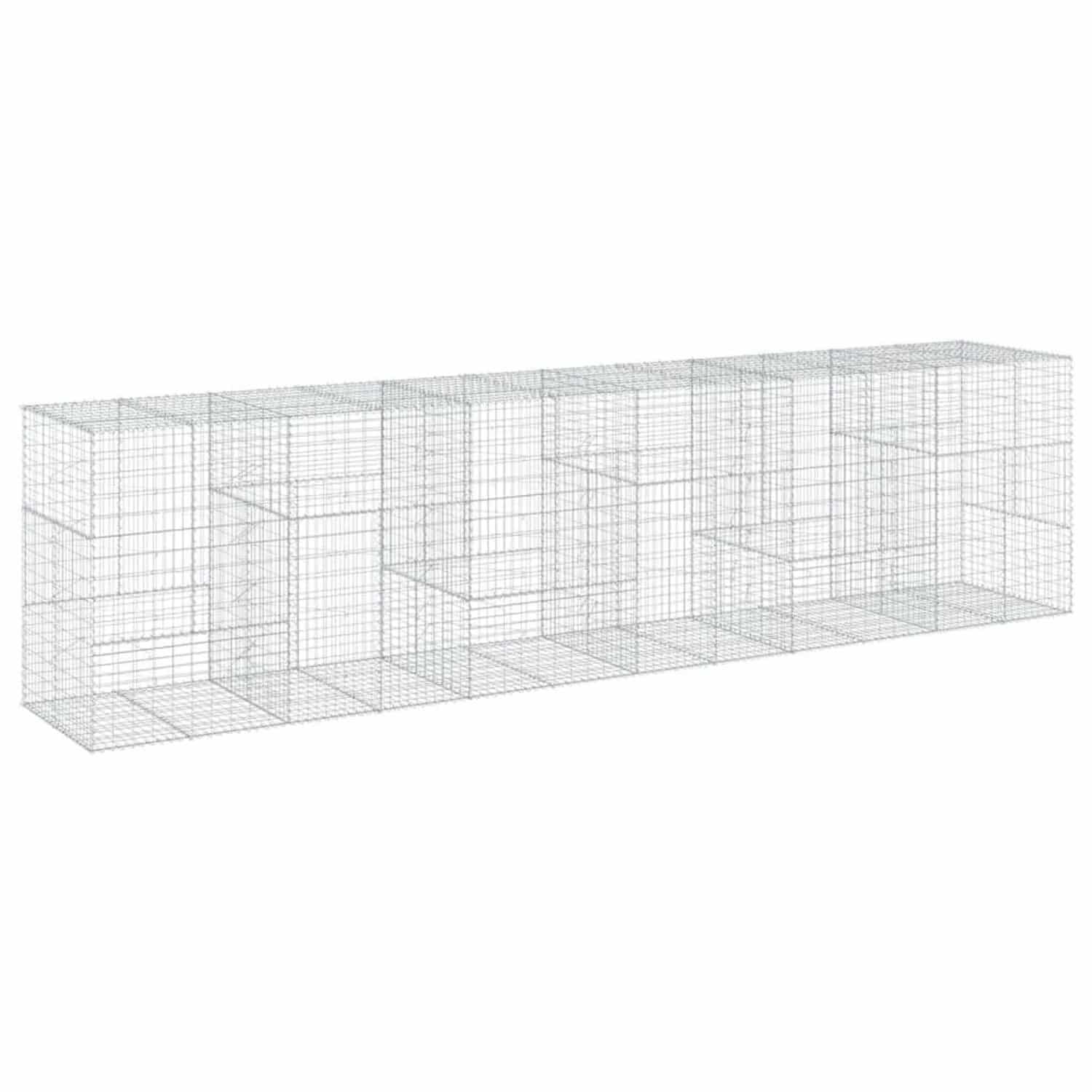 vidaXL Gabione mit Deckel 600x100x150 cm Verzinktes Eisen 3295218