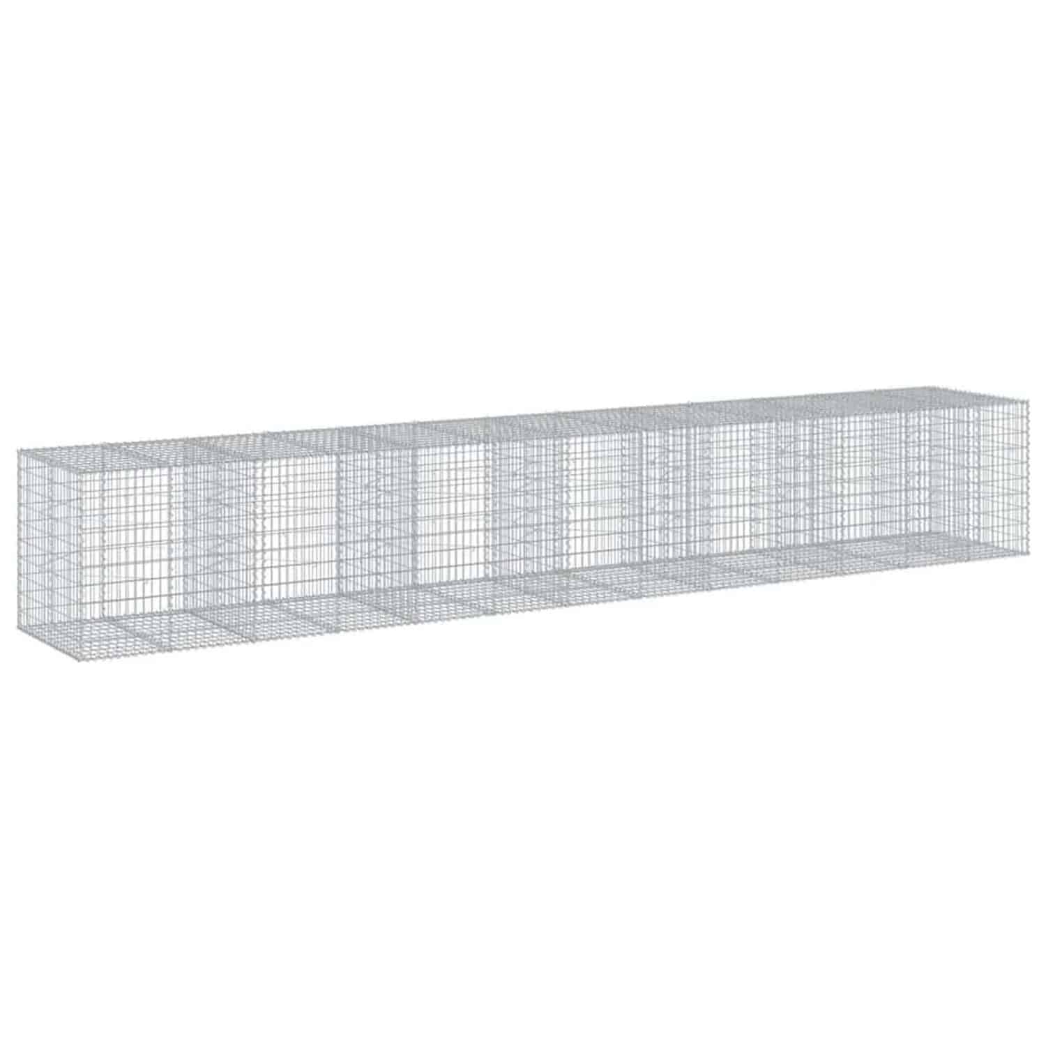 vidaXL Gabione mit Deckel 650x100x100 cm Verzinktes Eisen 3295201