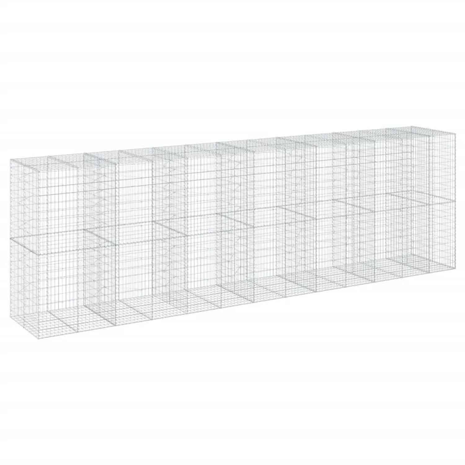 vidaXL Gabione mit Deckel 650x100x200 cm Verzinktes Eisen 3295236