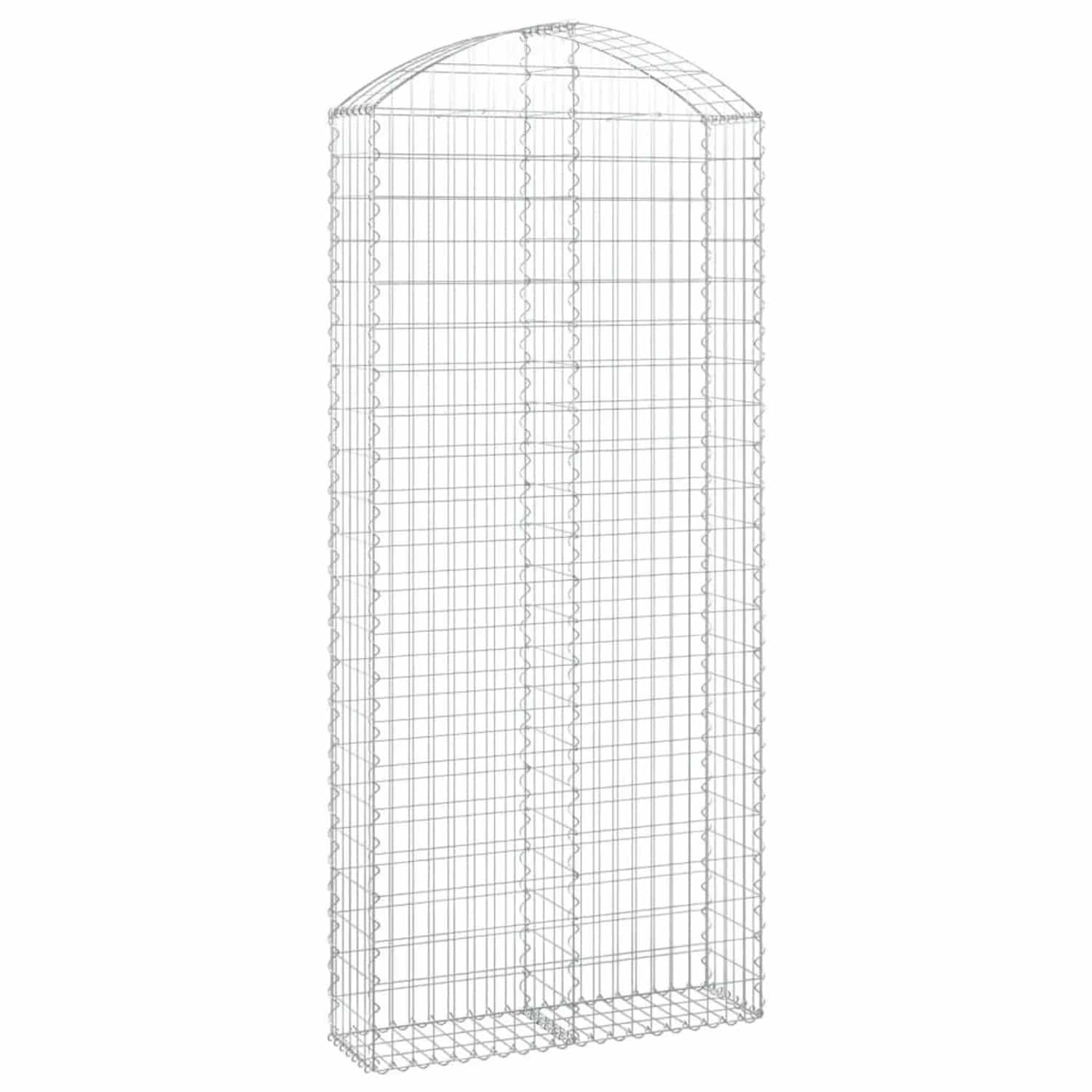 vidaXL Gabione mit Hochbogen 100x30x220/240 cm Verzinktes Eisen 153431