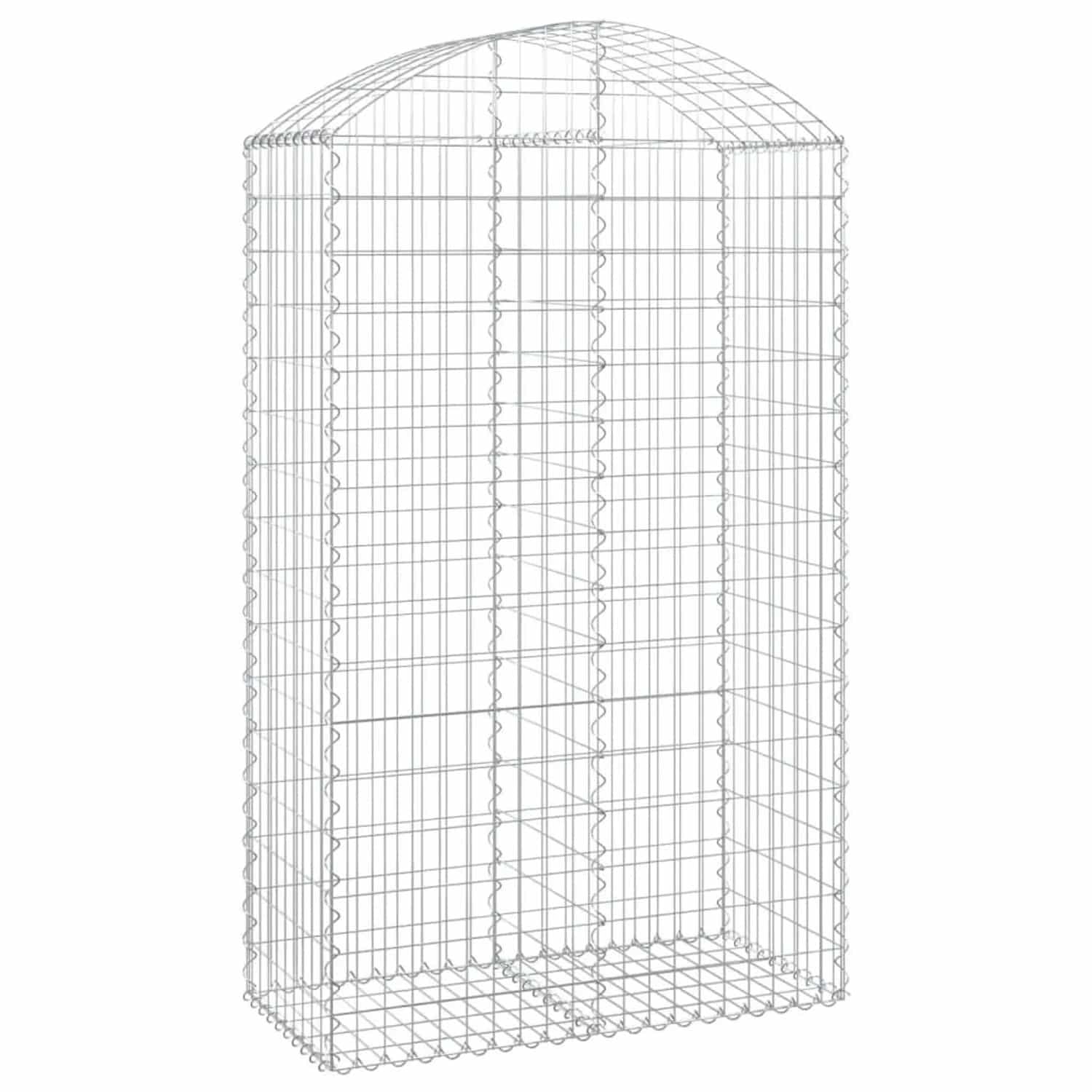 vidaXL Gabione mit Hochbogen 100x50x160/180 cm Verzinktes Eisen 153438