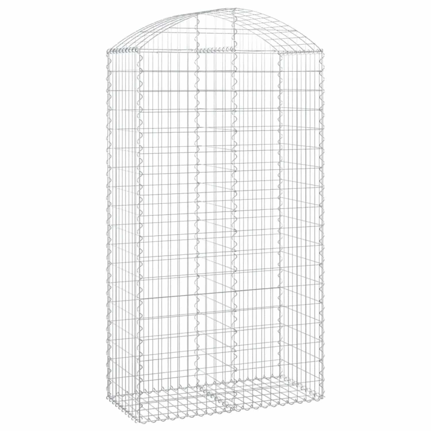 vidaXL Gabione mit Hochbogen 100x50x180/200 cm Verzinktes Eisen 153439