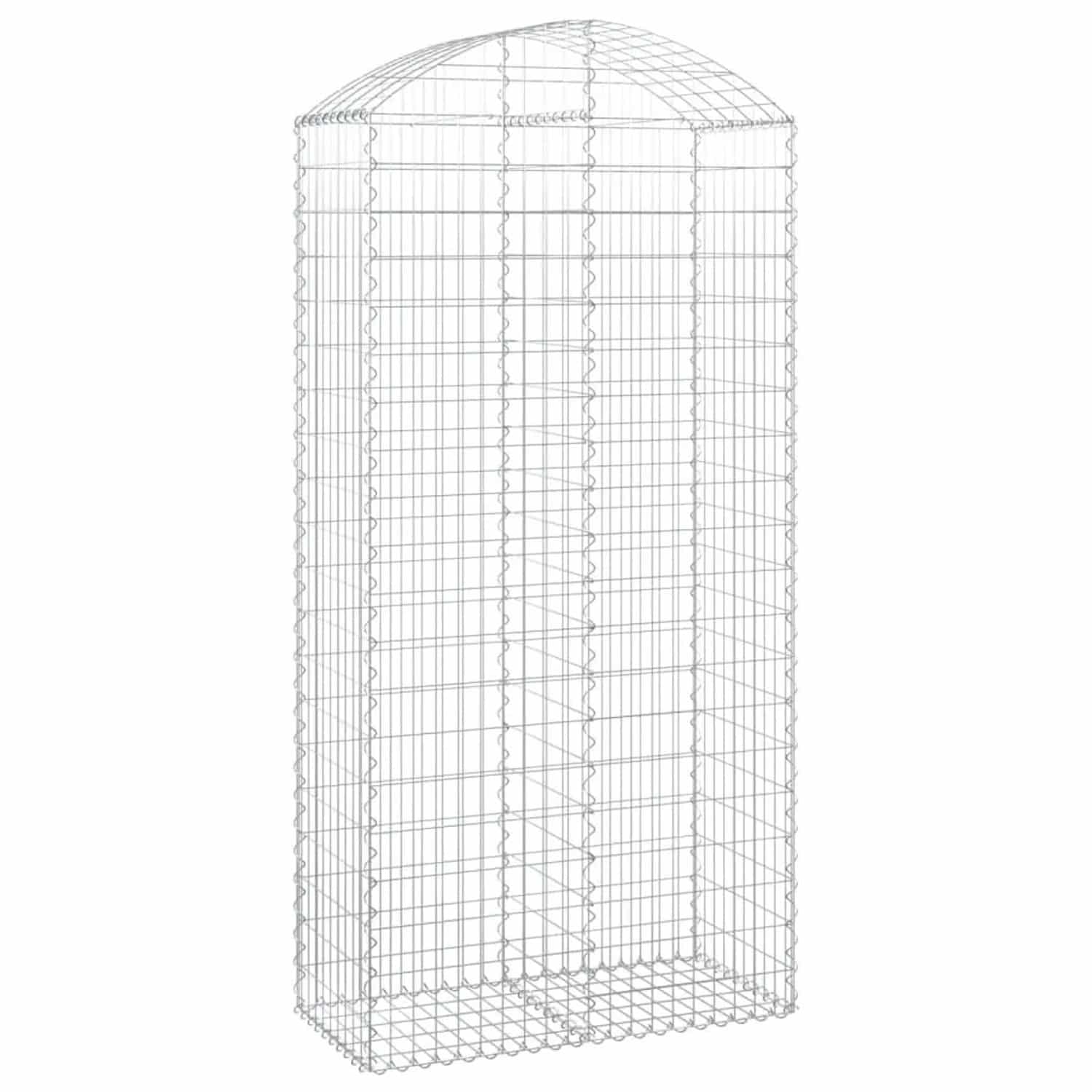 vidaXL Gabione mit Hochbogen 100x50x200/220 cm Verzinktes Eisen 153440