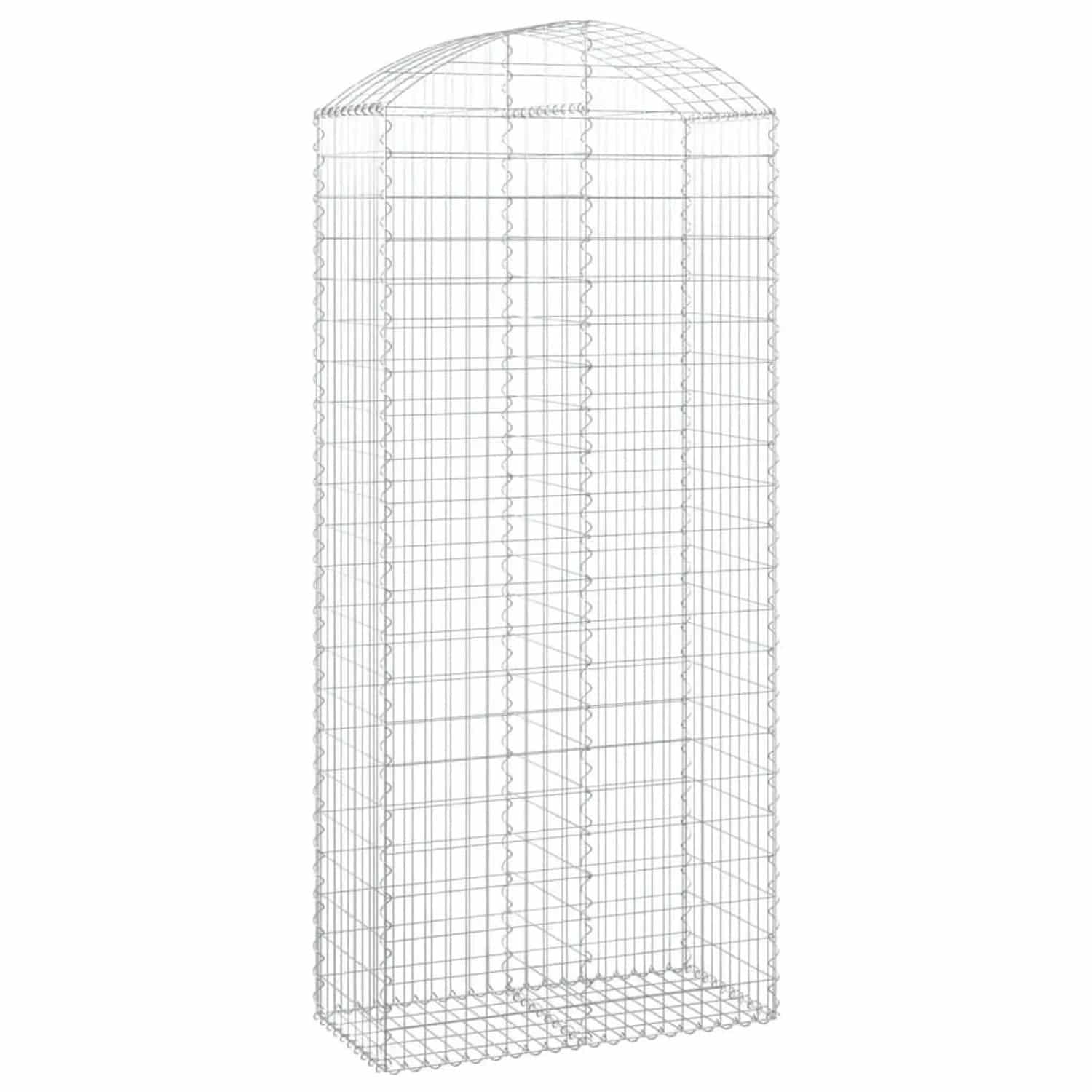 vidaXL Gabione mit Hochbogen 100x50x220/240 cm Verzinktes Eisen 153441