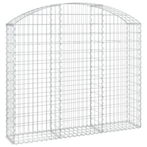 vidaXL Gabione mit Hochbogen 150x30x120/140 cm Verzinktes Eisen 153446