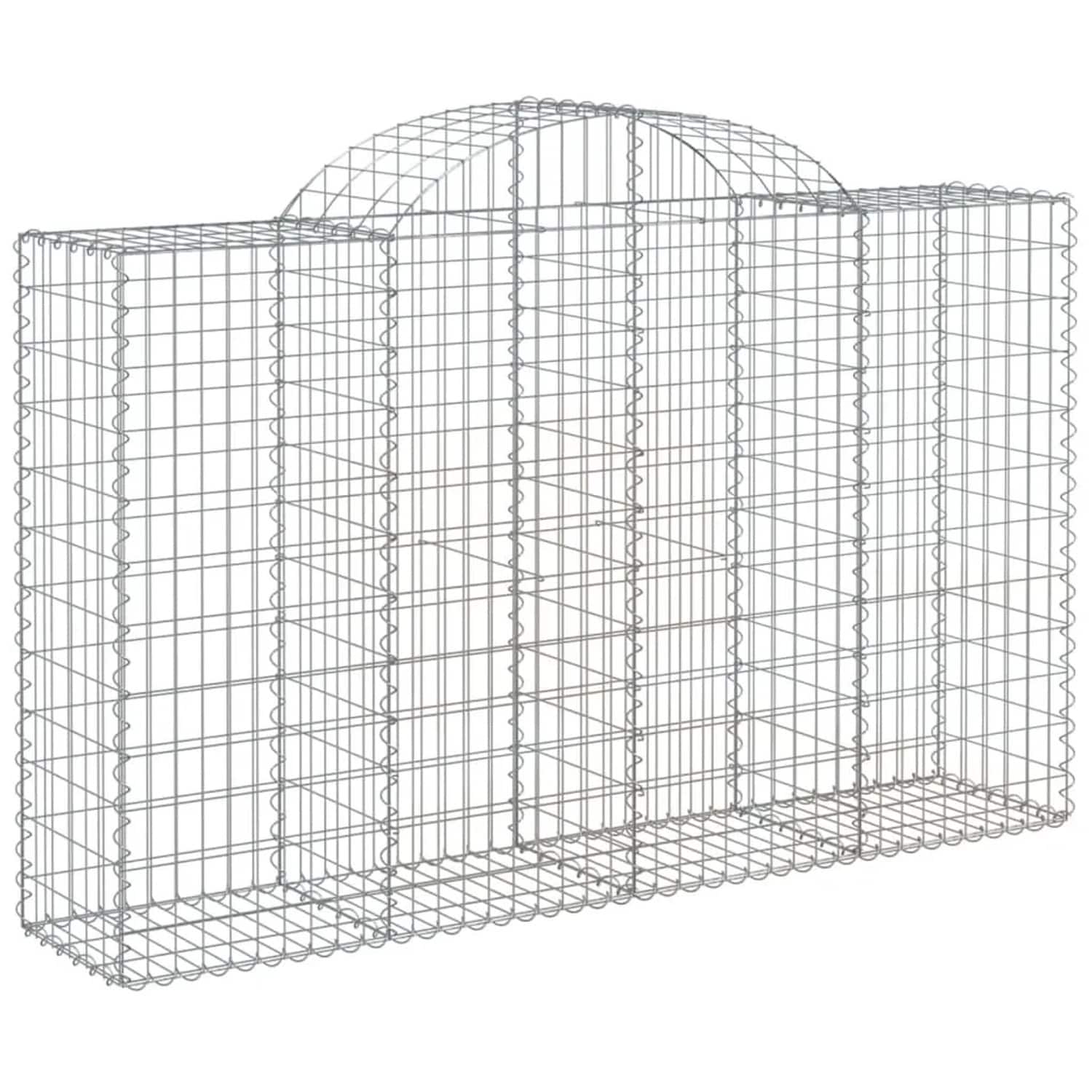 vidaXL Gabione mit Hochbogen 200x50x120/140 cm Verzinktes Eisen 153496