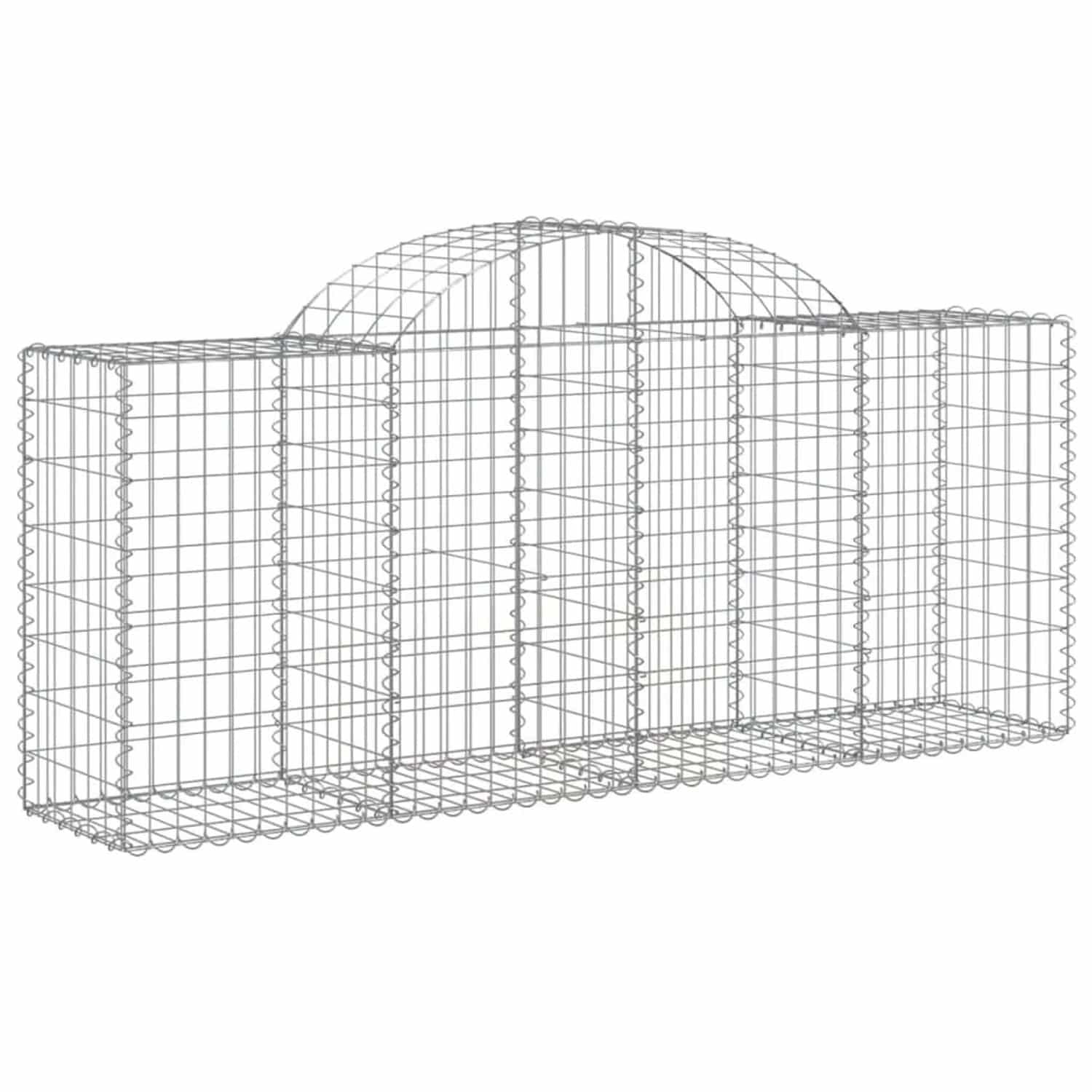 vidaXL Gabione mit Hochbogen 200x50x80/100 cm Verzinktes Eisen 153494