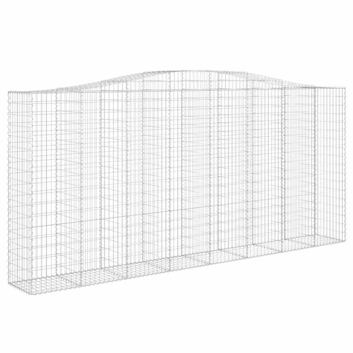 vidaXL Gabione mit Hochbogen 400x50x180/200 cm Verzinktes Eisen 153419
