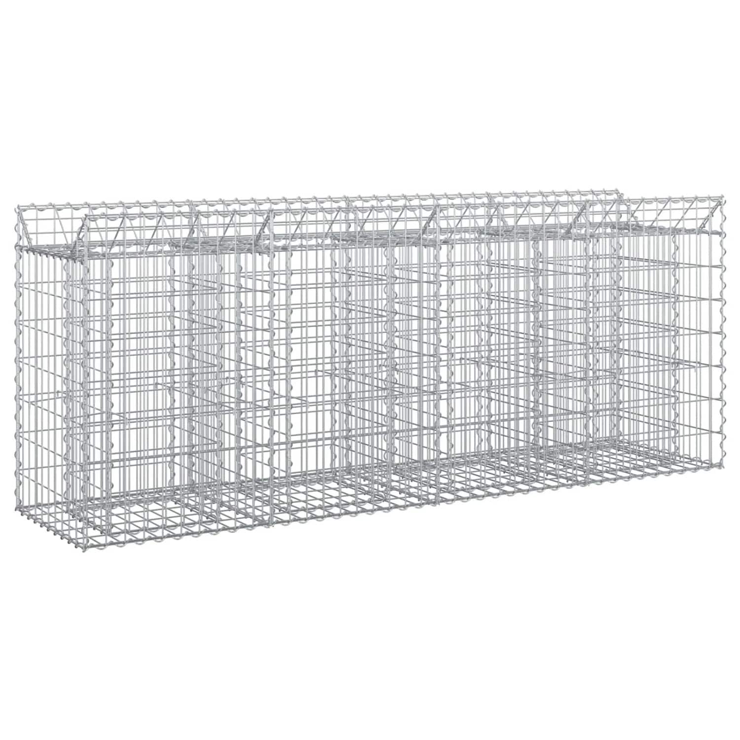 vidaXL Gabionen Hochbeet 2 Stk Silber 200 x 50 x 80 cm 3422221