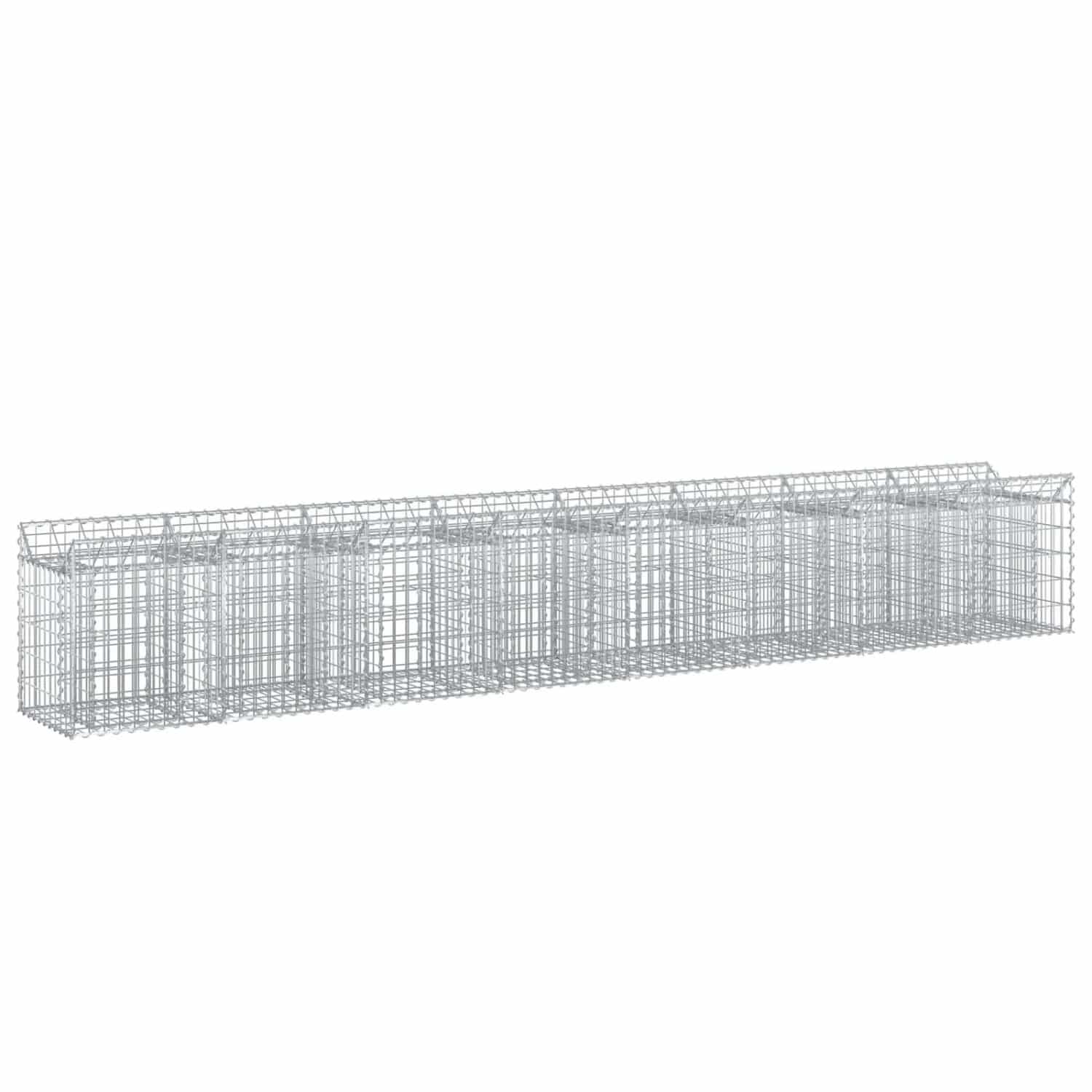 vidaXL Gabionen Hochbeet 2 Stk Silber 400 x 50 x 60 cm 3422217