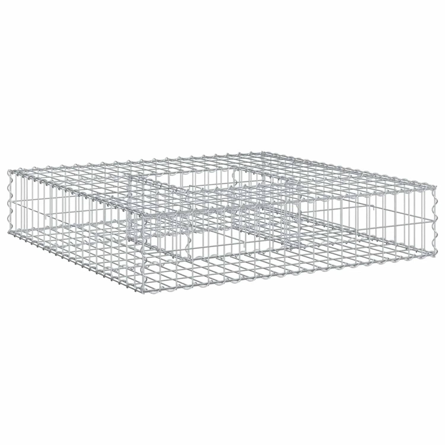 vidaXL Gabionen Hochbeet Silber 100 x 100 x 20 cm Verzinkter Stahl 42033316
