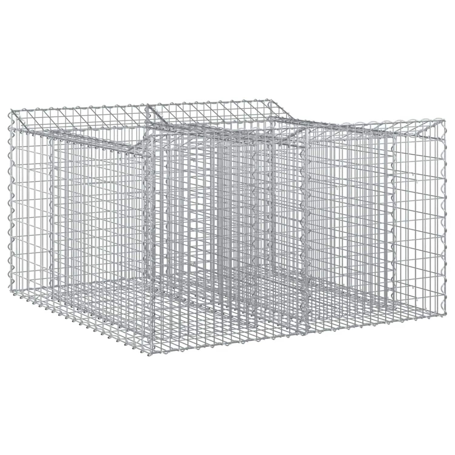 vidaXL Gabionen Hochbeet Silber 100 x 100 x 60 cm Verzinkter Stahl 42033297