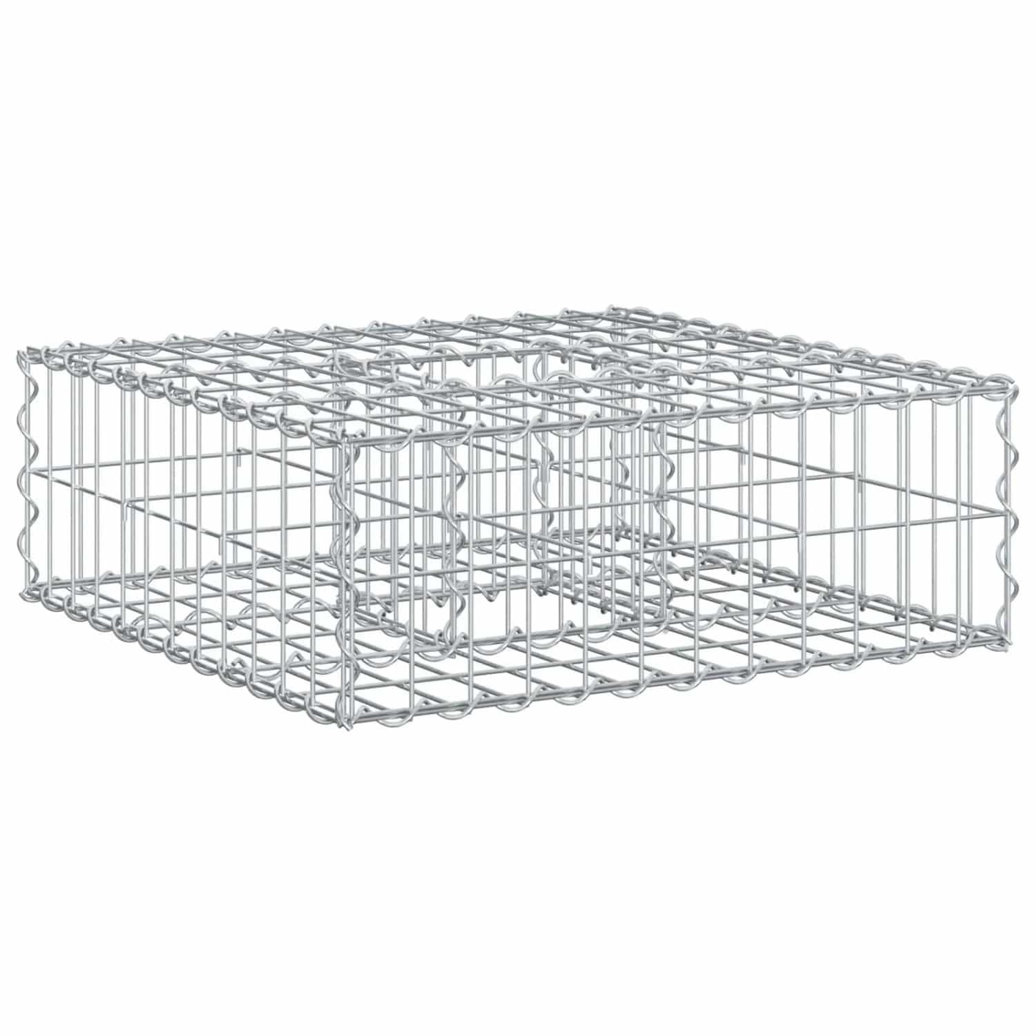 vidaXL Gabionen Hochbeet Silber 60 x 60 x 20 cm Verzinkter Stahl 42033314