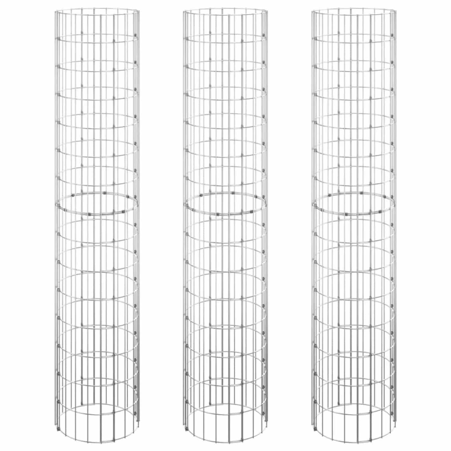 vidaXL Gabionen-Hochbeete 3 Stk Rund Verzinkter Stahl Ø30x150 cm 152021