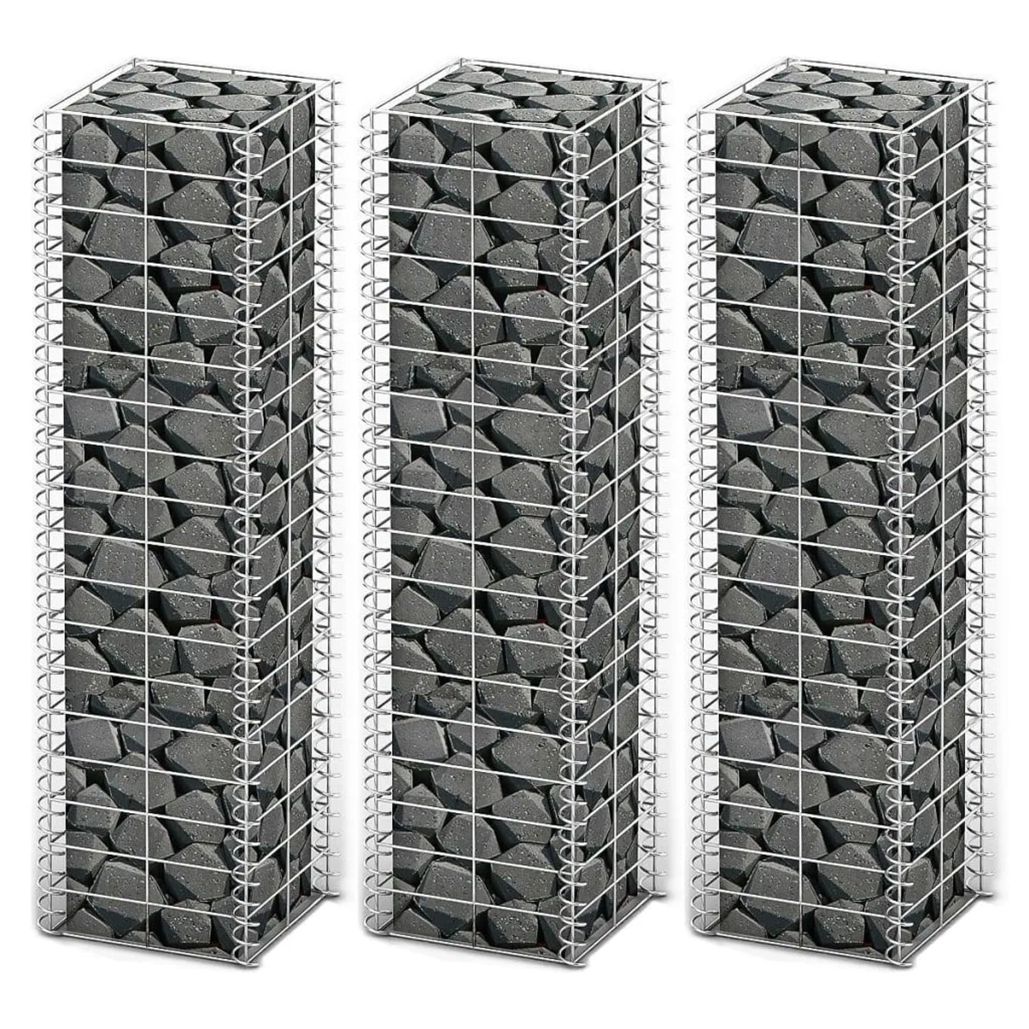 vidaXL Gabionen-Set 3 Tlg Verzinkter Draht 25x25x100 cm 141045