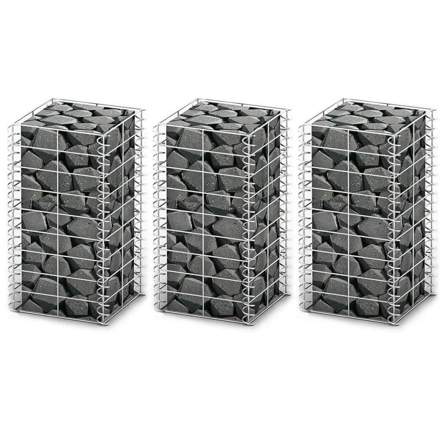vidaXL Gabionen-Set 3Tlg Verzinkter Draht 25x25x50 cm 141044