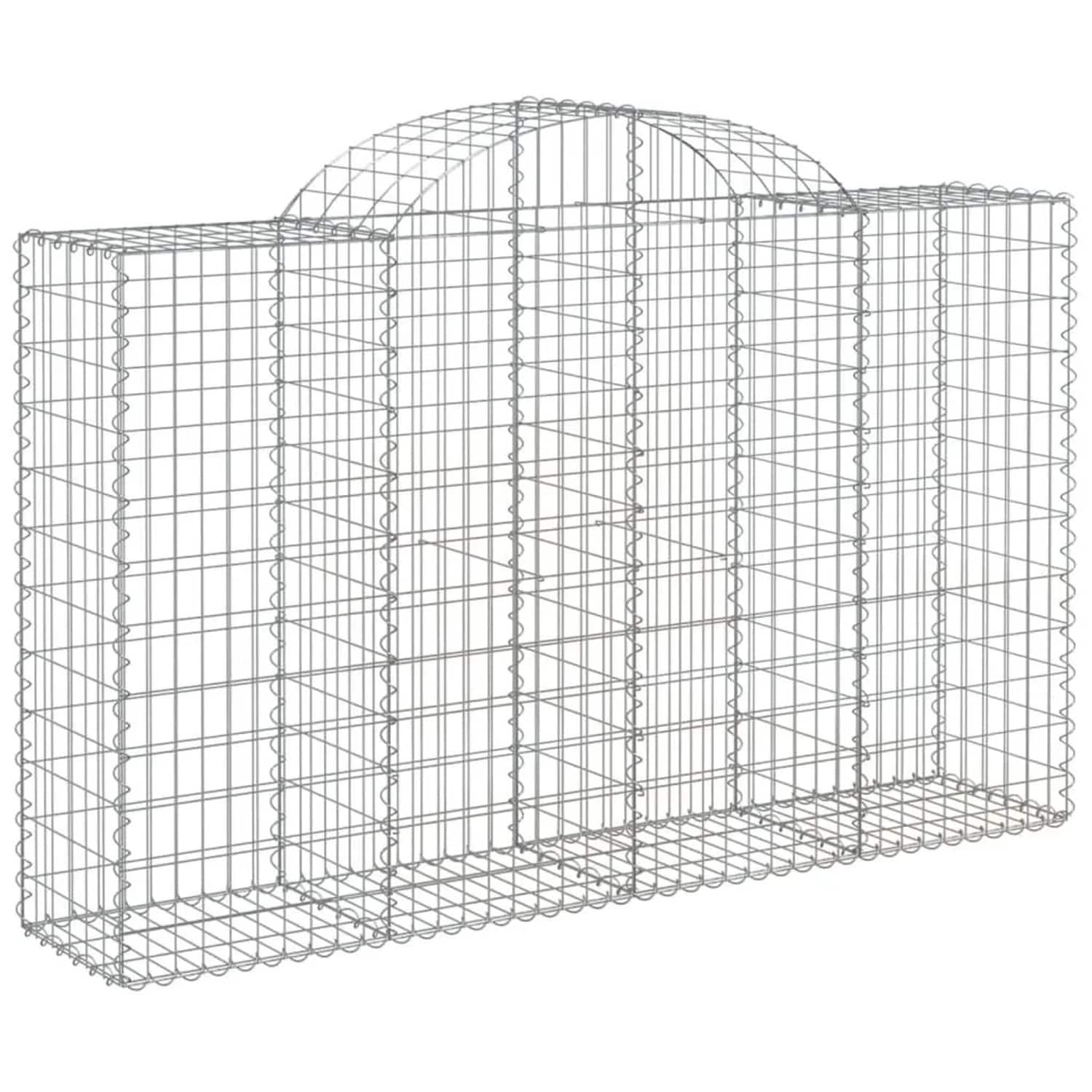 vidaXL Gabionen mit Hochbogen 2 Stk 200x50x120/140cm Verzinktes Eisen 3146341