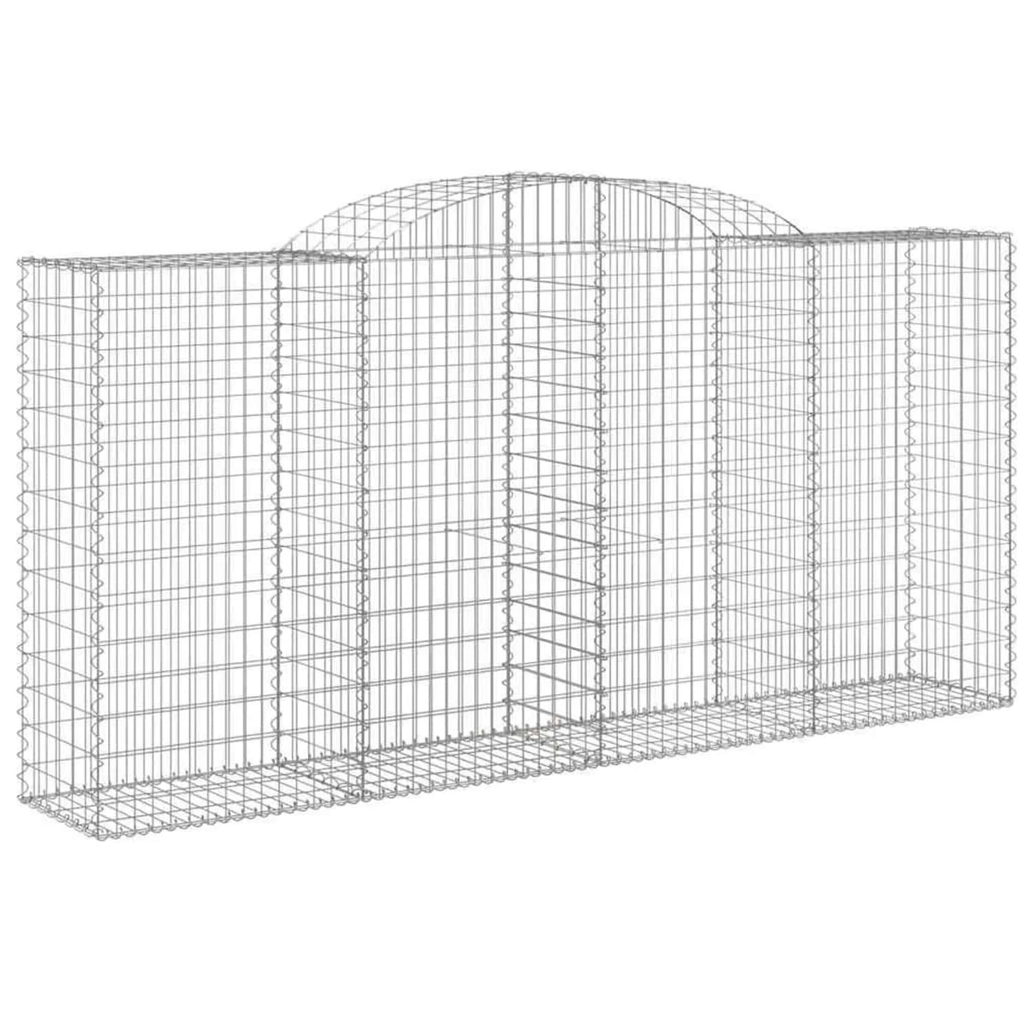 vidaXL Gabionen mit Hochbogen 2 Stk 300x50x140/160cm Verzinktes Eisen 3146737
