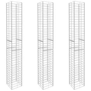 vidaXL Gabionenkörbe 3 Stk Verzinkter Stahl 25 x 25 x 197 cm 145088