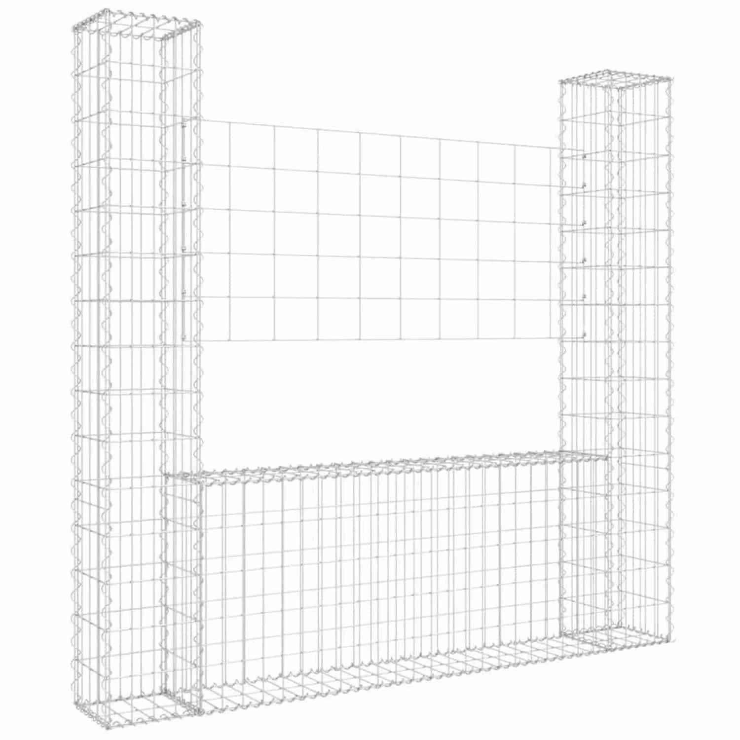 vidaXL Gabionenkorb U-Form mit 2 Säulen Eisen 140x20x150 cm 151282