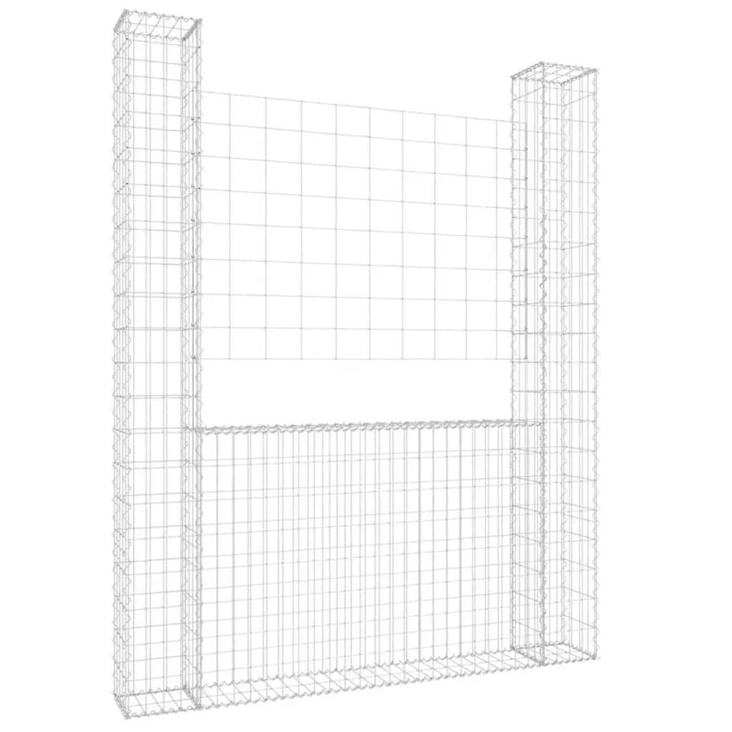 vidaXL Gabionenkorb U-Form mit 2 Säulen Eisen 140x20x200 cm 151289