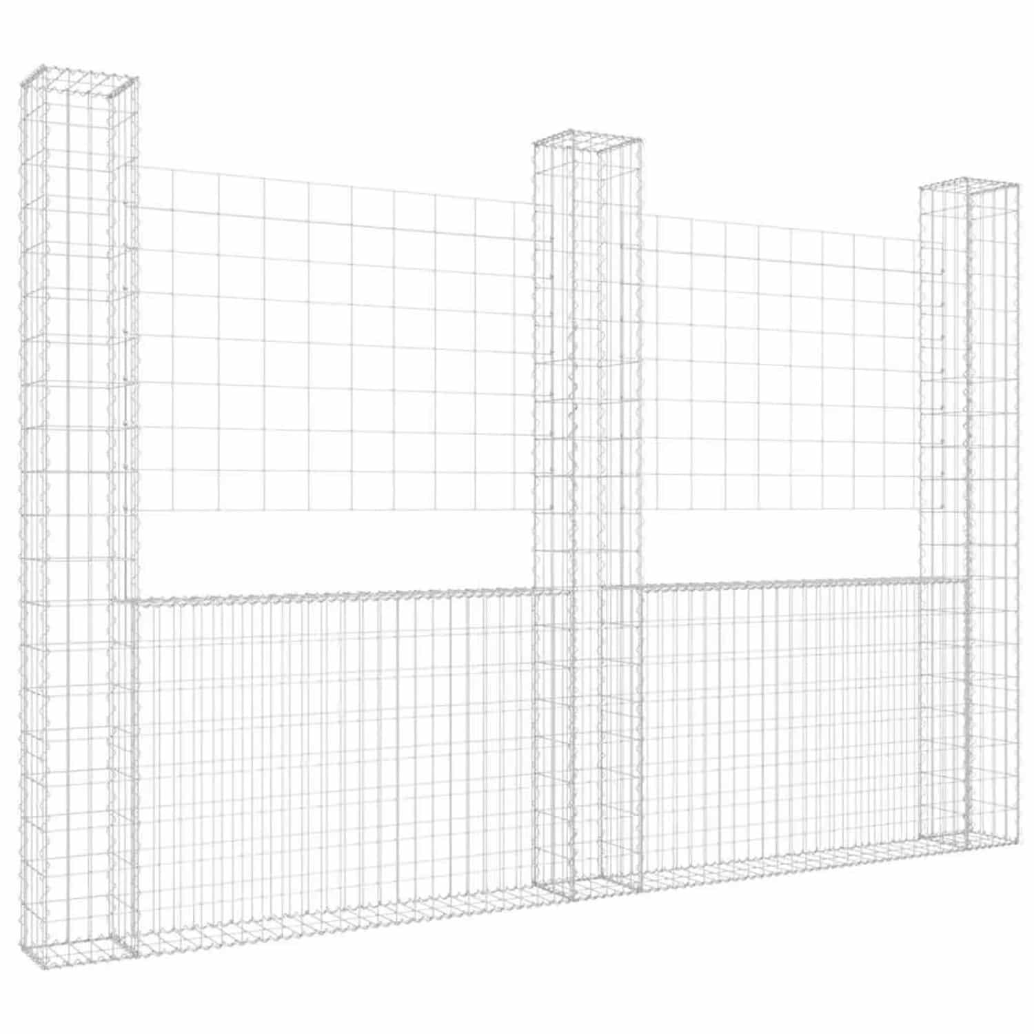vidaXL Gabionenkorb U-Form mit 3 Säulen Eisen 260x20x200 cm 151290