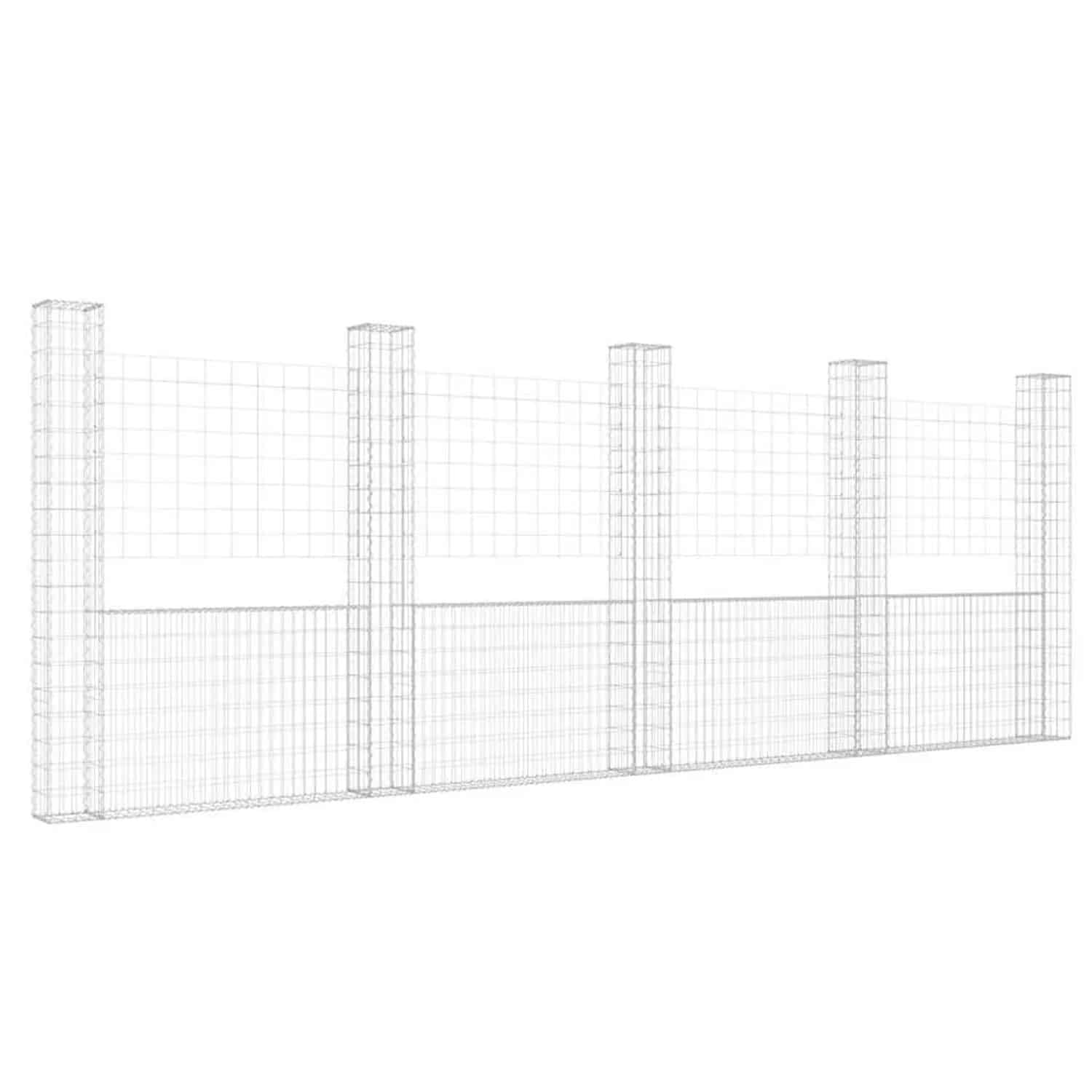 vidaXL Gabionenkorb U-Form mit 5 Säulen Eisen 500x20x200 cm 151292