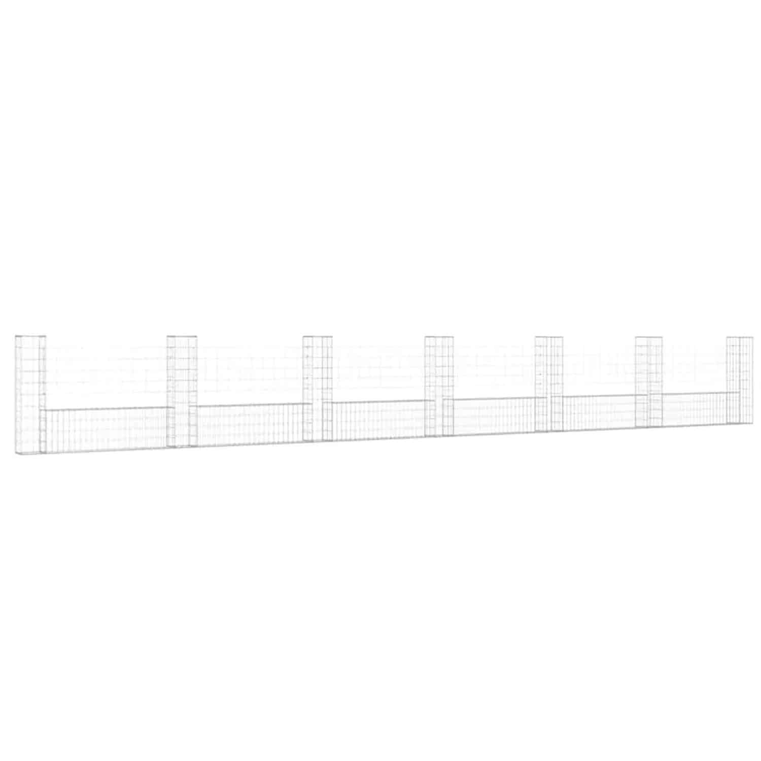 vidaXL Gabionenkorb U-Form mit 7 Säulen Eisen 740x20x100 cm 151280