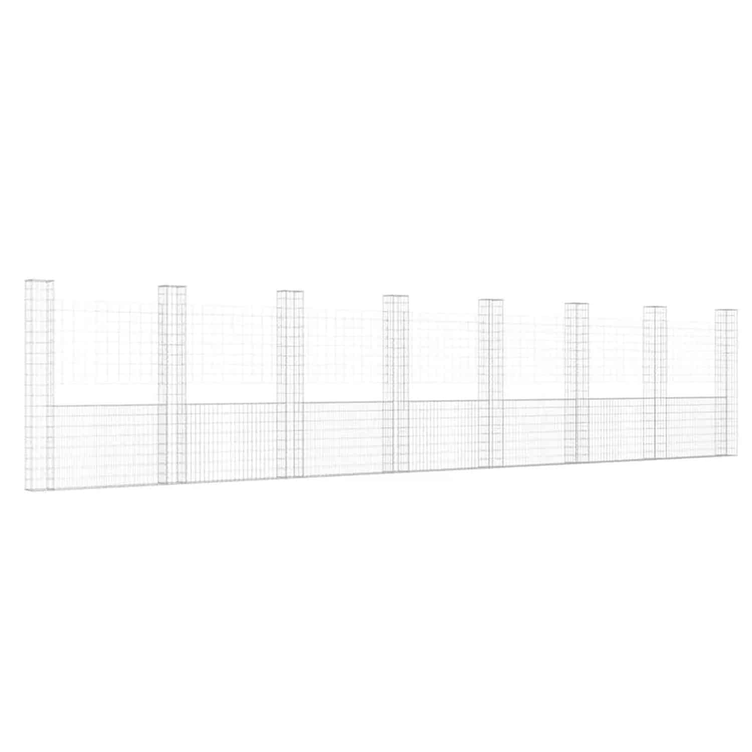 vidaXL Gabionenkorb U-Form mit 8 Säulen Eisen 860x20x200 cm 151295