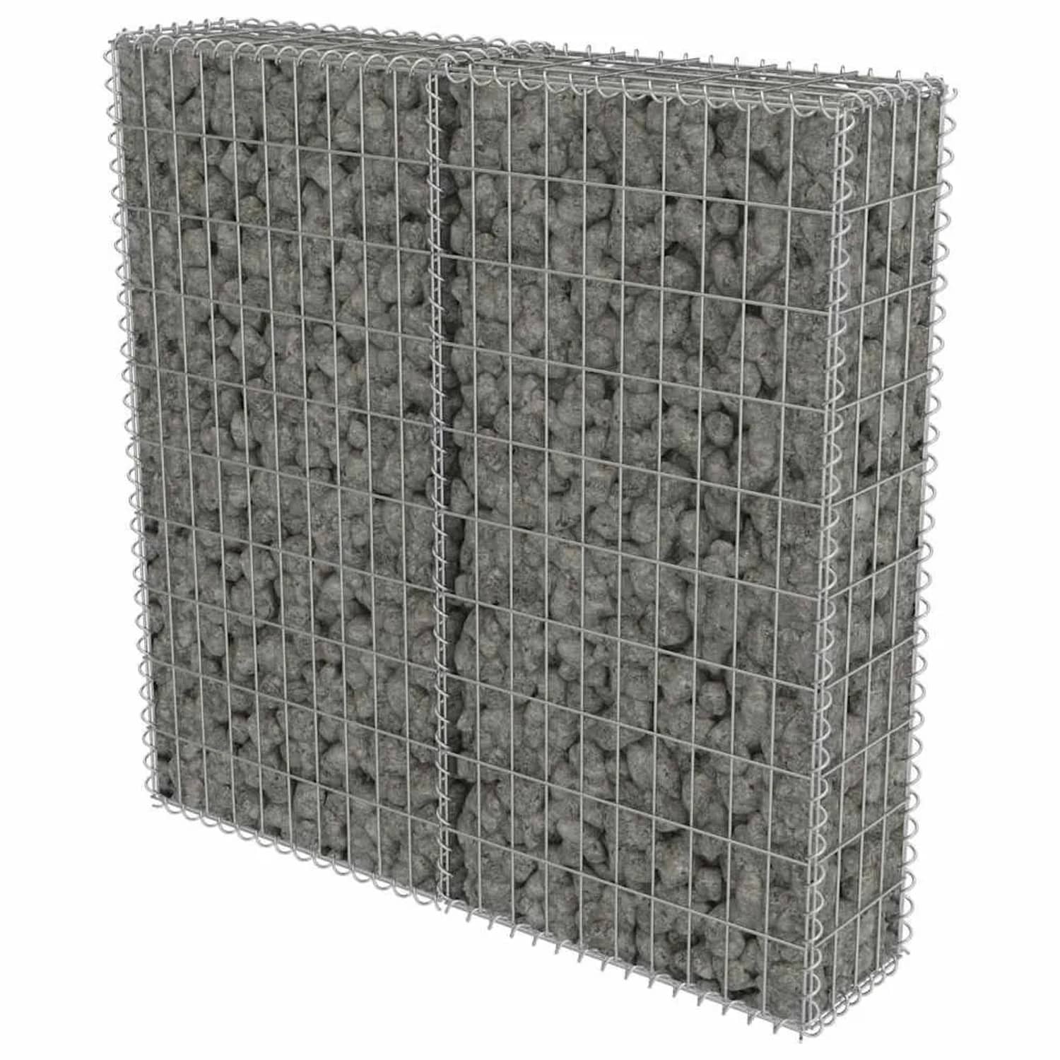 vidaXL Gabionenwand mit Abdeckung Verzinkter Stahl 100x20x100 cm 143578