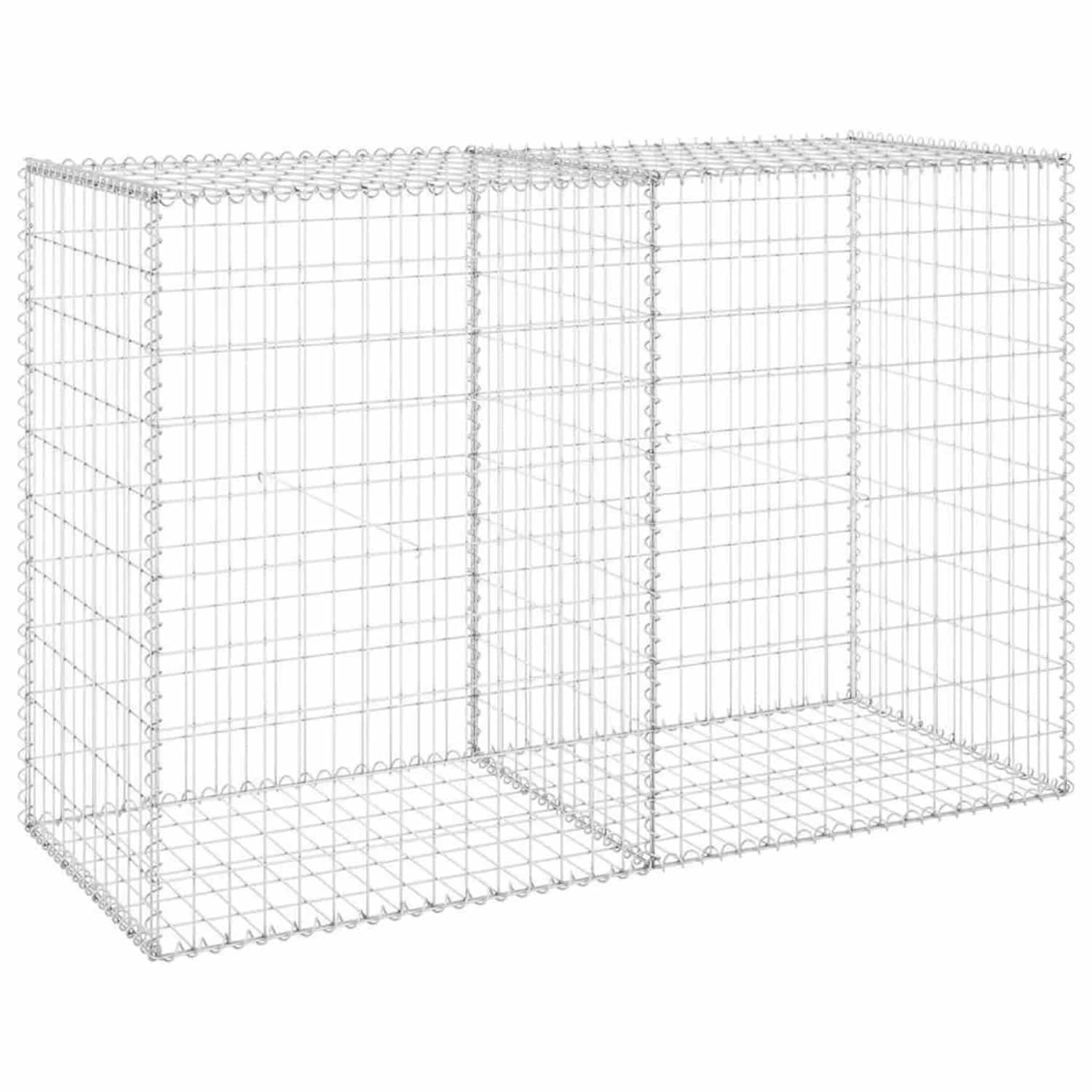 vidaXL Gabionenwand mit Abdeckung Verzinkter Stahl 150x60x100 cm 147814