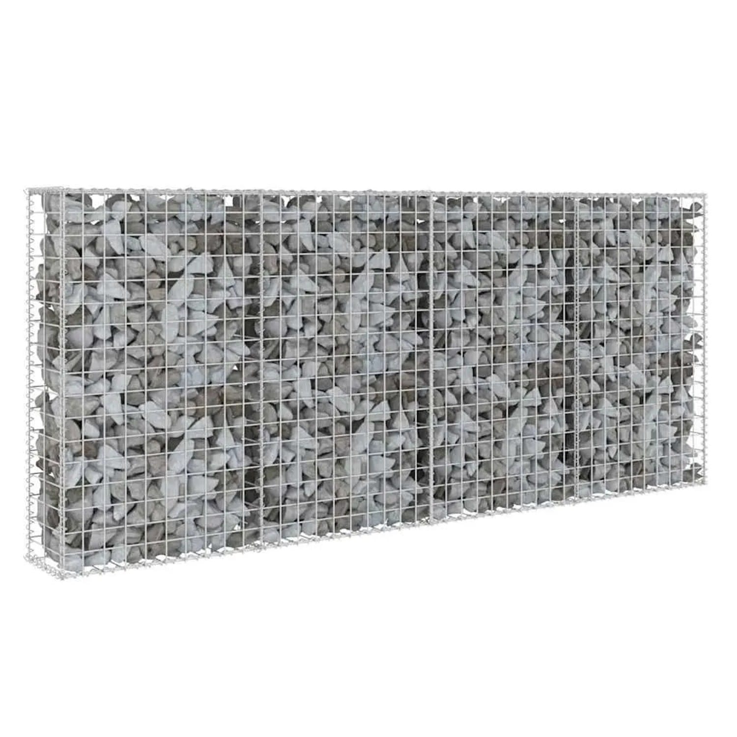 vidaXL Gabionenwand mit Abdeckung Verzinkter Stahl 200x20x85 cm 143580