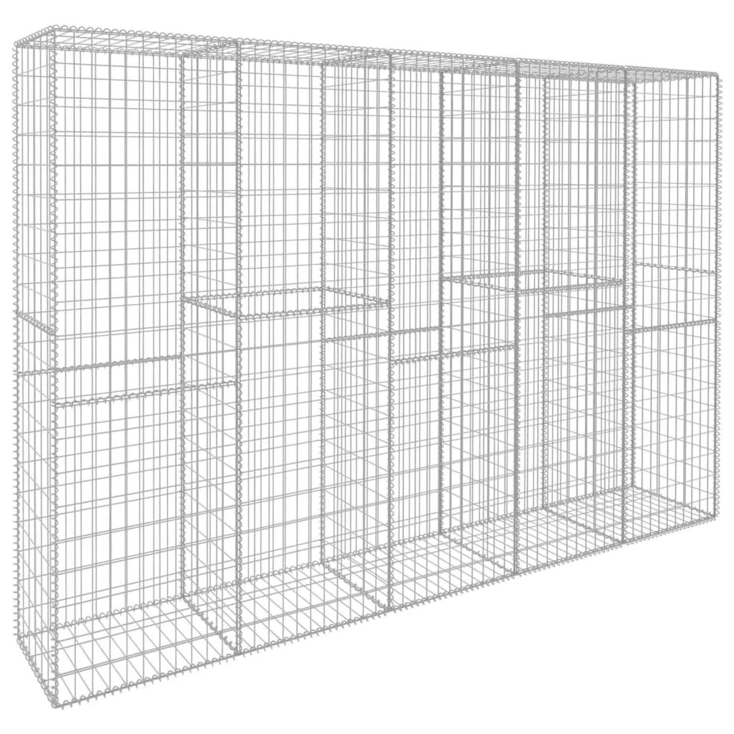 vidaXL Gabionenwand mit Abdeckung Verzinkter Stahl 300 x 50 x 200 cm 145090