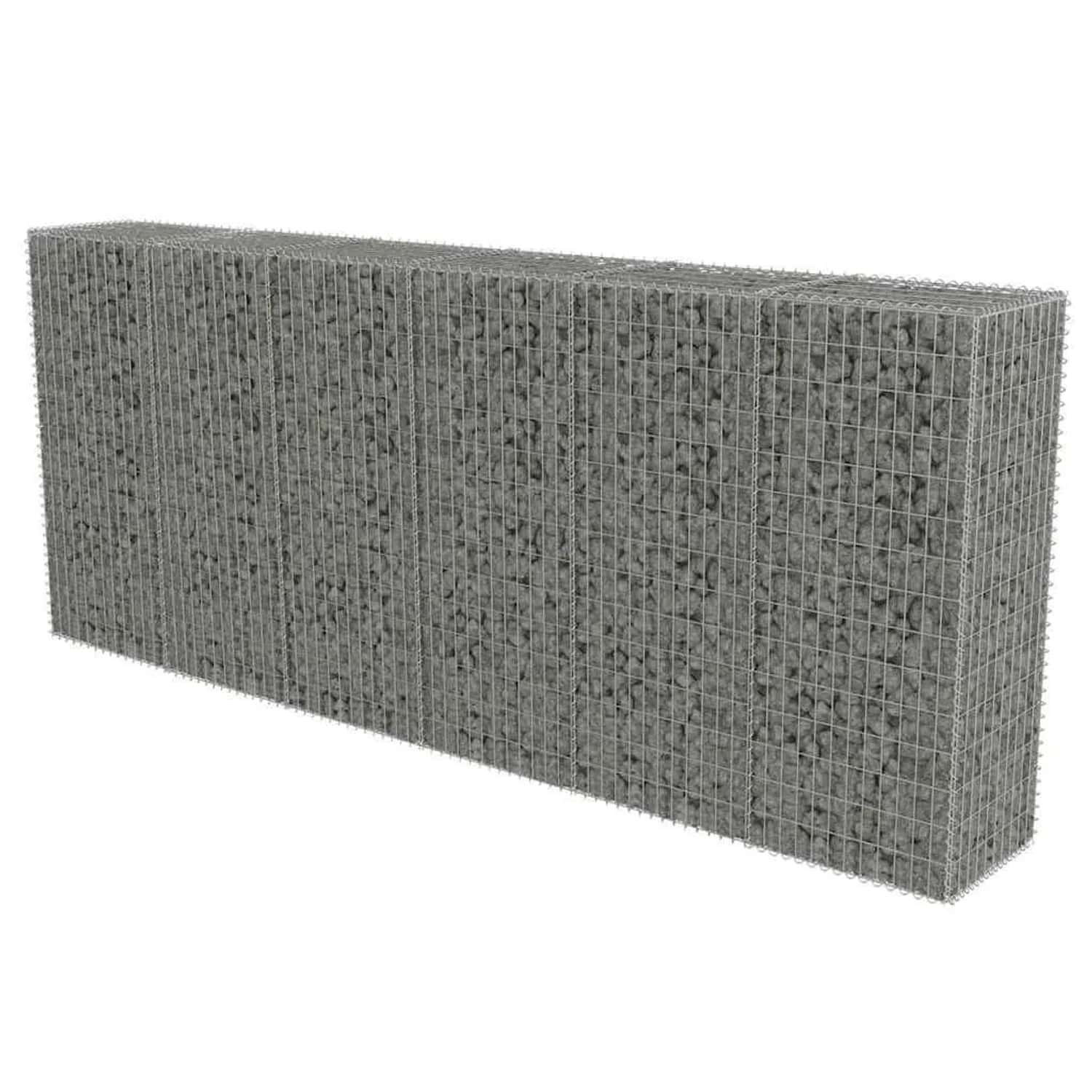 vidaXL Gabionenwand mit Abdeckung Verzinkter Stahl 300x50x150 cm 143593
