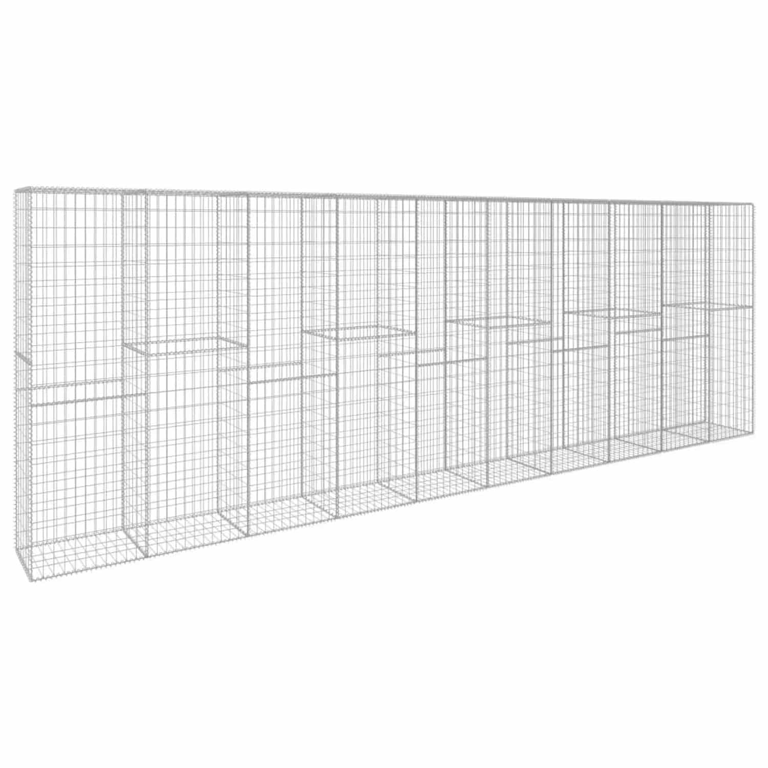 vidaXL Gabionenwand mit Abdeckung Verzinkter Stahl 600 x 50 x 200 cm 145089