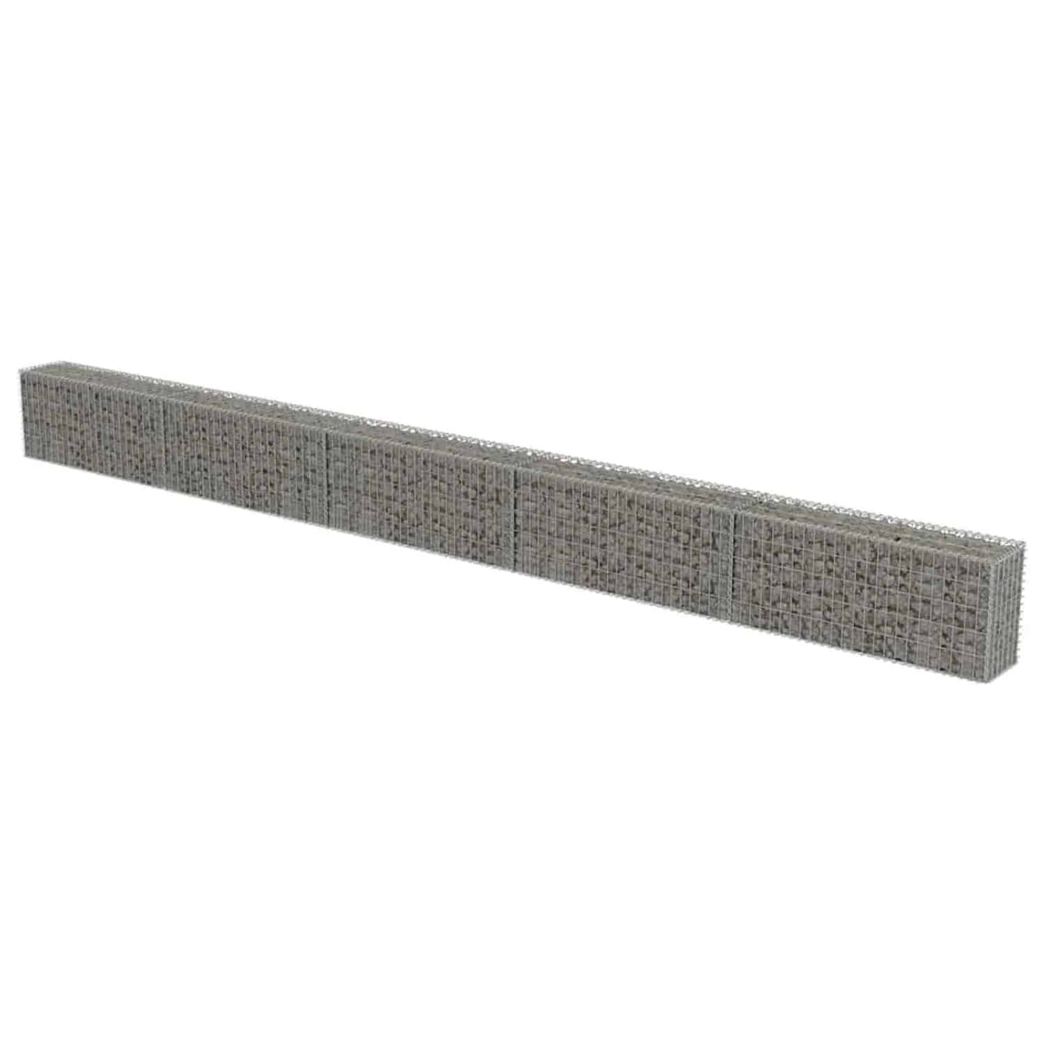 vidaXL Gabionenwand mit Abdeckung Verzinkter Stahl 600x30x50 cm 143583