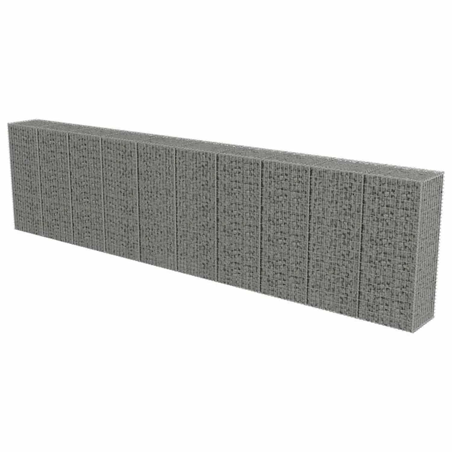 vidaXL Gabionenwand mit Abdeckung Verzinkter Stahl 600x50x150 cm 143582