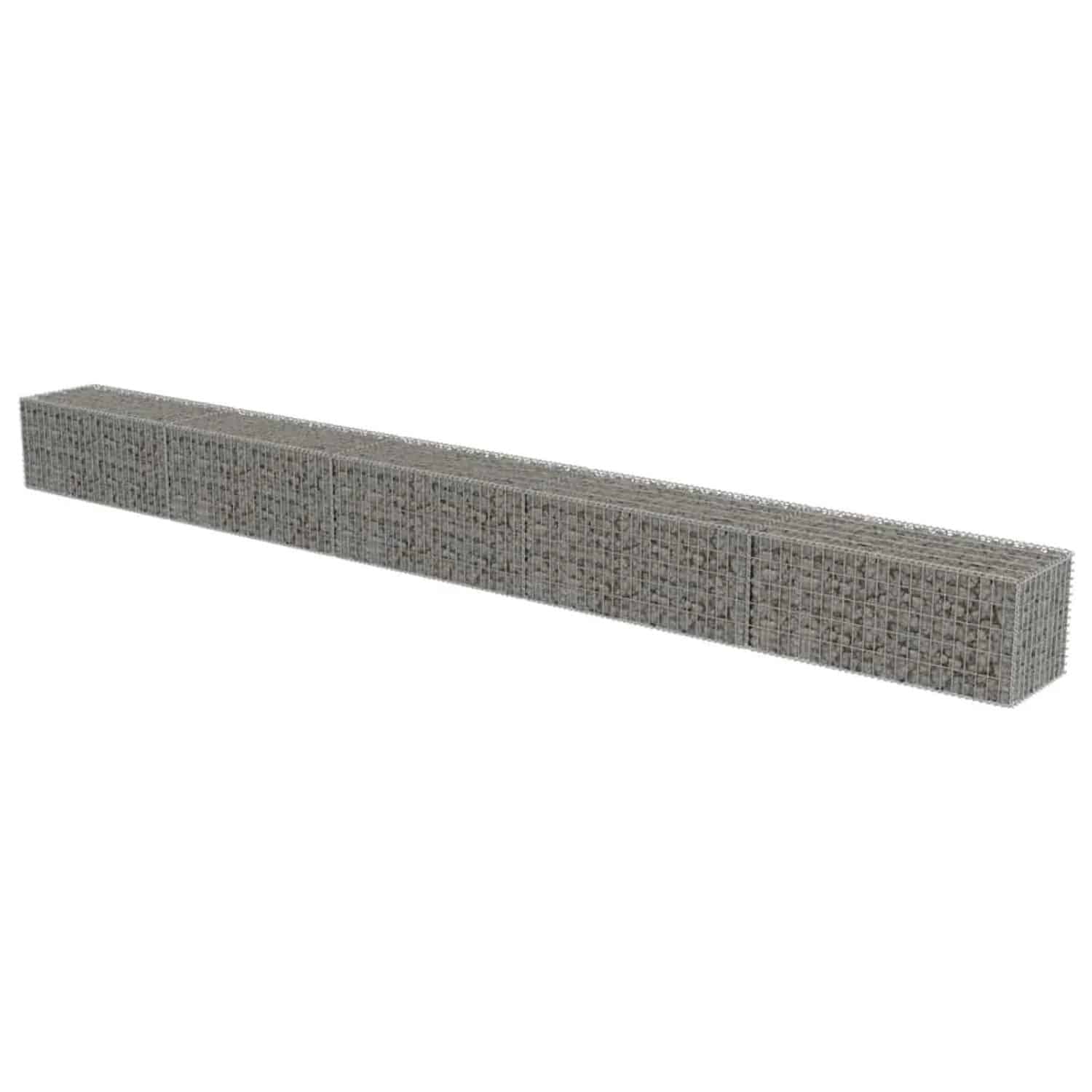 vidaXL Gabionenwand mit Abdeckung Verzinkter Stahl 600x50x50 cm 143581